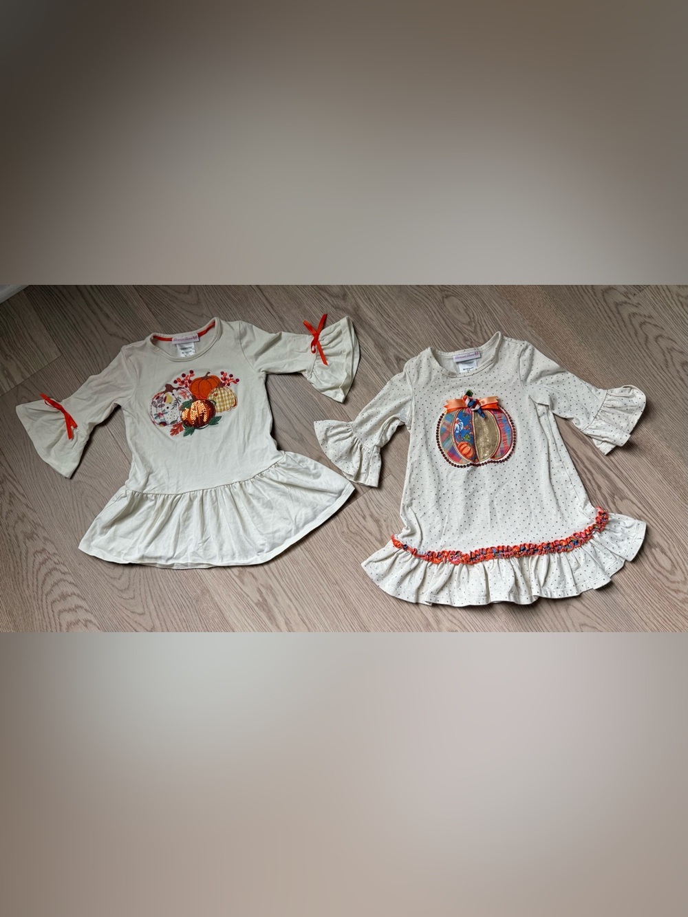 Toddler Girl Pumpkin Ruffle Tunics
